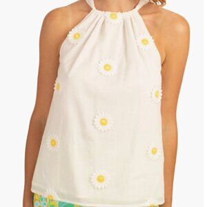 Trina Turk Rancho Daisy Appliqué Halter Tank in Small (S) - New Without Tags